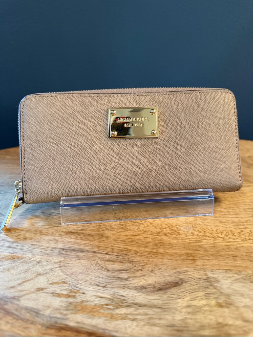 Michael Kors Beige Zip-Around Continental Wallet
